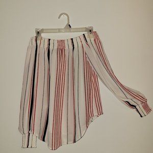 Off the Shoulder striped ribbed Blouse Top (Extra Small) (XS)